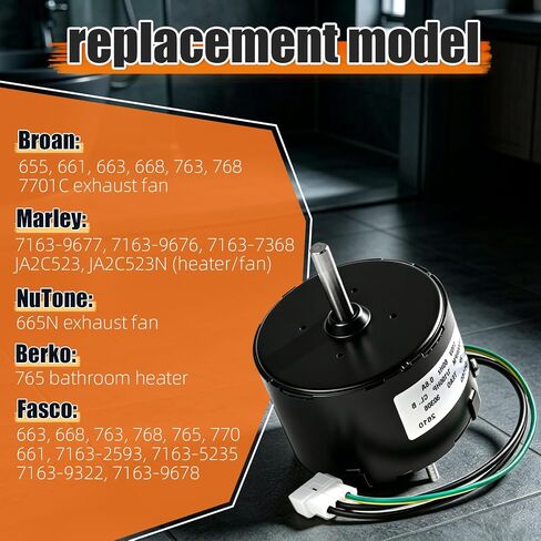 استبدال محرك مروحة المكثف لـ Fasco D1160 7163-5235 7163-2593 7163-9676، إطار 3.3 بوصة 1/100 HP 1550 RPM 115V 0.6A، مناسب لمحرك مروحة تهوية الحمام Broan Nutone 655 661 663 763 665N in Kuwait