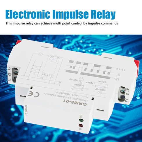 GRM8-01 مرحل الإغلاق 12-240 فولت تيار متردد/تيار مستمر - مرحل نبضات الذاكرة مع مؤشرات LED، حامل السكك الحديدية DIN لأنظمة التحكم الصناعية in Kuwait