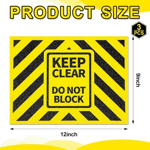 Marspark 3 Pack Keep Clear Do Not Block Sign 12x9'' 0.93mm Thick Heavy Duty Floor Stickers Waterproof for Forklift Warehouse, Industrial Vinyl Matte Finish in Kuwait