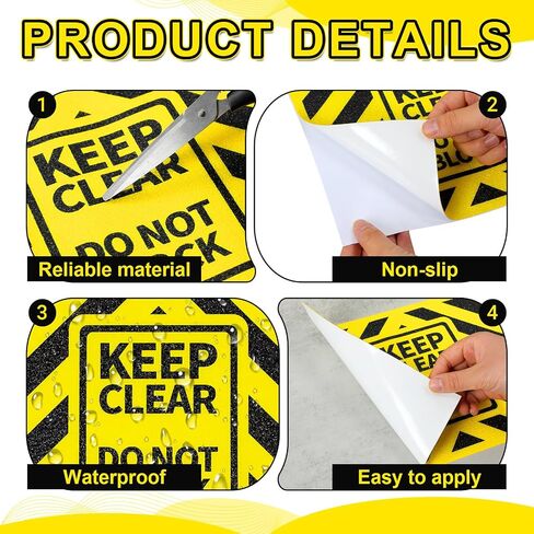 Marspark 3 Pack Keep Clear Do Not Block Sign 12x9'' 0.93mm Thick Heavy Duty Floor Stickers Waterproof for Forklift Warehouse, Industrial Vinyl Matte Finish in Kuwait