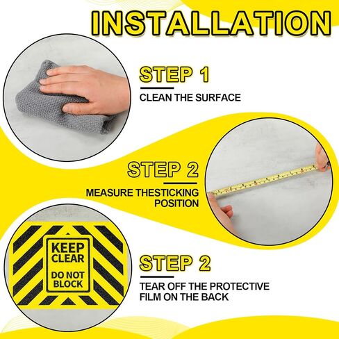 Marspark 3 Pack Keep Clear Do Not Block Sign 12x9'' 0.93mm Thick Heavy Duty Floor Stickers Waterproof for Forklift Warehouse, Industrial Vinyl Matte Finish in Kuwait