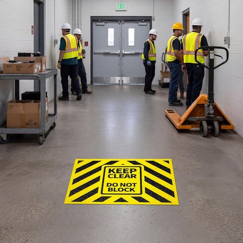 Marspark 3 Pack Keep Clear Do Not Block Sign 12x9'' 0.93mm Thick Heavy Duty Floor Stickers Waterproof for Forklift Warehouse, Industrial Vinyl Matte Finish in Kuwait
