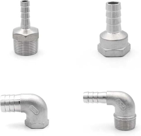 1 قطعة 1/8" -1" BSPT ذكر وأنثى خرطوم بارب الكوع 90 درجة 304 وصلة تركيب أنابيب الفولاذ المقاوم للصدأ 6/8/10/15/20 مم (فضي، 15 مم_1/8") in Kuwait