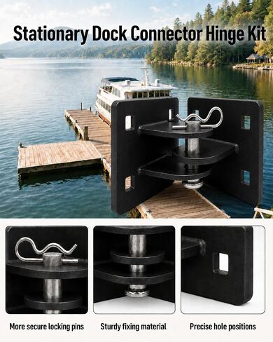 2 Pack Floating Dock Hinge Kit, 4x4 Heavy-Duty Male & Female T-Bracket Set | Stationary Dock Connector Hardware—Rust-Resistant Corner Brackets and Removable Pins Securely Join Floating Ramp to Piers in Kuwait