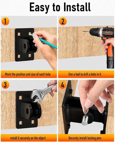 2 Pack Floating Dock Hinge Kit, 4x4 Heavy-Duty Male & Female T-Bracket Set | Stationary Dock Connector Hardware—Rust-Resistant Corner Brackets and Removable Pins Securely Join Floating Ramp to Piers in Kuwait