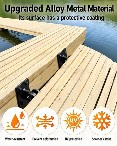 2 Pack Floating Dock Hinge Kit, 4x4 Heavy-Duty Male & Female T-Bracket Set | Stationary Dock Connector Hardware—Rust-Resistant Corner Brackets and Removable Pins Securely Join Floating Ramp to Piers in Kuwait