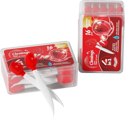 Cleaings® 32 قطعة (2 عبوة من 16) فرشاة أسنان صغيرة للاستعمال مرة واحدة - معجون أسنان مدمج بالنعناع واختيار - فرشاة أسنان صغيرة الحجم للسفر للبالغين والأطفال وأساسيات السفر - نكهة النعناع المكثفة in Kuwait