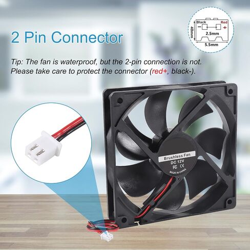 2PCS 120mm Computer Fan 12V Case Cooling Fan 2 Pin for Receiver Amplifier Computer Case Cooler Component Cooling, 120 x 25mm in Kuwait