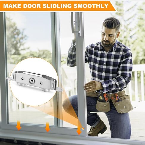 2 Pcs Sliding Patio Door Roller 304 Stainless Adjustable Sliding Door Wheel | Adjustable 304 stainless steel sliding door rollers, 300 lbs heavy load, replacement hardware for patio glass sliding doors in Kuwait