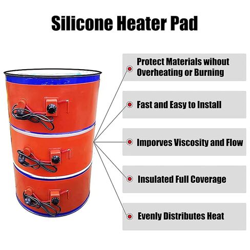 Heavy Duty 55 Gallon Metal Drum Heater - 110V/220V Adjustable Silicone Pad Band Heater for 200L Barrels & Pails, Efficient Temperature Control, Fast Heating Solution in Kuwait