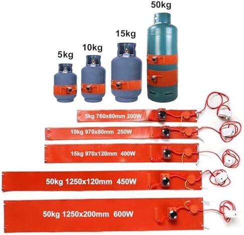 Efficient Sile Gas Bottle Heater 5kg 10kg 15kg 50kg - Metal Heating Band Pad for LPG Propane Tank Cylinder, Rapid Heating 30-100°C, Ideal for Outdoor Use in Kuwait