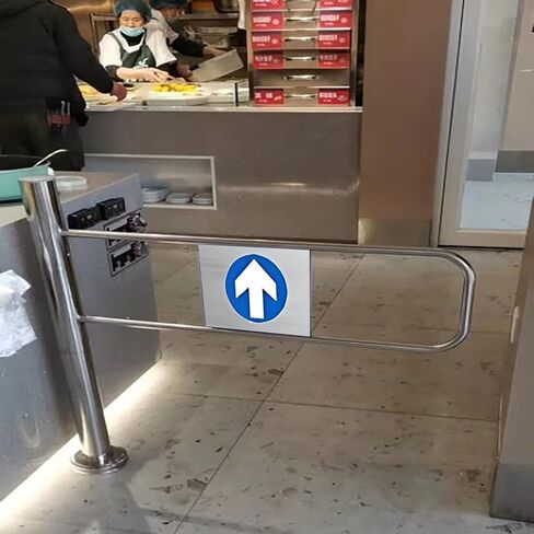 باب متأرجح أوتوماتيكي - جهاز دخول وخروج في اتجاه واحد للمحلات التجارية ومحلات السوبر ماركت، بوابة أمان معدنية قابلة للتخصيص بنصف الخصر، فتحة يسار، 70 سم، يسار-W- 90 سم (36 بوصة) in Kuwait