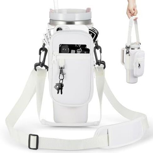 Water Bottle Carrier Bag with Multiple Pocket for Stanley Cup Insulated TumblerHolder with Adjustable Shoulder in Kuwait