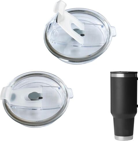 غطاء بديل 40 أونصة متوافق مع مج السفر YETI Rambler 40 أونصة، غطاء كوب بهلوان بغطاء من القش قطعتان بديلتان in Kuwait
