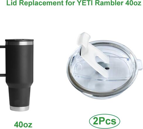 غطاء بديل 40 أونصة متوافق مع مج السفر YETI Rambler 40 أونصة، غطاء كوب بهلوان بغطاء من القش قطعتان بديلتان in Kuwait