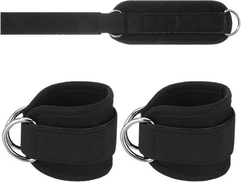 2 PCS Weightlifting Straps With D Ring, Adjustable Wrist Cuffs Gym, Padded Wrist Support, Cable Machine Accessories, Strength Training Equipment in Kuwait