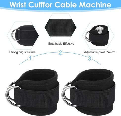 2 PCS Weightlifting Straps With D Ring, Adjustable Wrist Cuffs Gym, Padded Wrist Support, Cable Machine Accessories, Strength Training Equipment in Kuwait