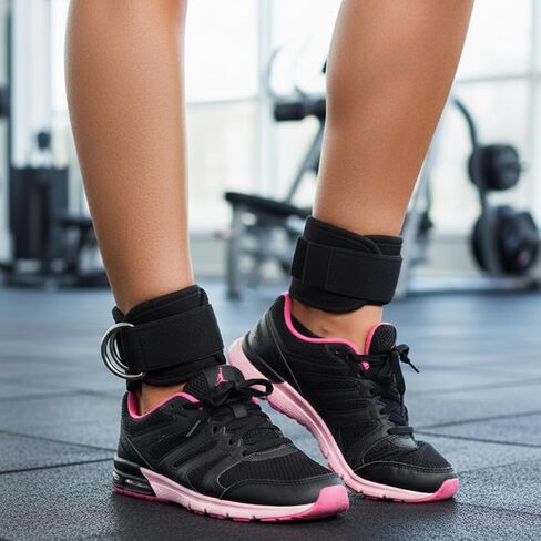 2 PCS Weightlifting Straps With D Ring, Adjustable Wrist Cuffs Gym, Padded Wrist Support, Cable Machine Accessories, Strength Training Equipment in Kuwait