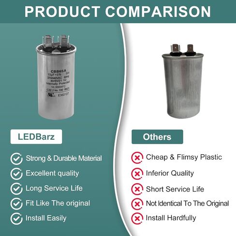10 uF 10 MFD 370 VAC Dual Run Oval Start Capacitor - 97F9002, 97F9002s for AC Unit Fan Motor Start, Heat Pump, Condenser Straight Cool. Compatible with Old GE# 97F9002BZ3, Z97F9002, 27L669 in Kuwait