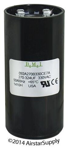 270-324 uF x 330 VAC - BMI/USA Start Capacitor # 092A270B330CE7A with Bleed Resistor in Kuwait