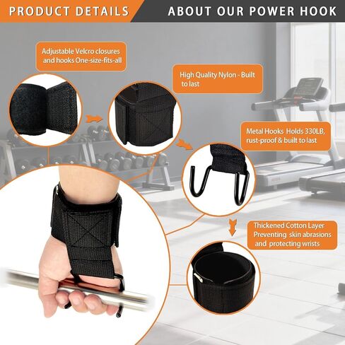 Weight Lifting Hooks, 330 LB Weightlifting Grip Hooks, Heavy Duty Lifting Wrist Straps for Pull-Ups, Strength Training and Deadlifts, Wrist Strap Hook for Men and Women in Saudi Arabia