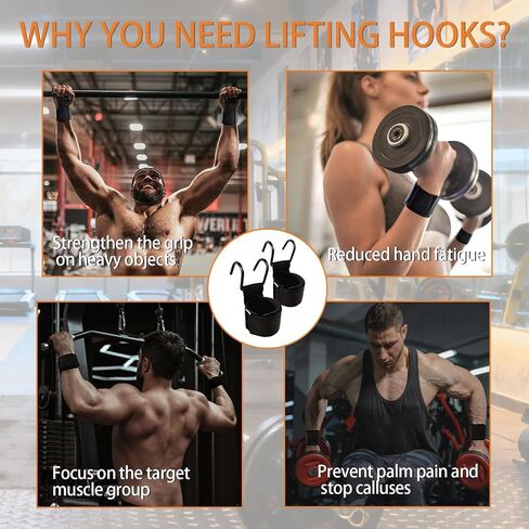 Weight Lifting Hooks, 330 LB Weightlifting Grip Hooks, Heavy Duty Lifting Wrist Straps for Pull-Ups, Strength Training and Deadlifts, Wrist Strap Hook for Men and Women in Saudi Arabia
