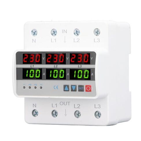 Box for Relay Trifasica 3 Phase Relay 3 Phase Preventer Stvp 935a Protector de Voltaje de Riel Din Trifsico 100a Ac220v 380v Respuesta Rpida Auto Reinicio sobre Bajo Voltaje in Kuwait