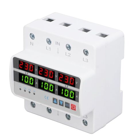 Box for Relay Trifasica 3 Phase Relay 3 Phase Preventer Stvp 935a Protector de Voltaje de Riel Din Trifsico 100a Ac220v 380v Respuesta Rpida Auto Reinicio sobre Bajo Voltaje in Kuwait
