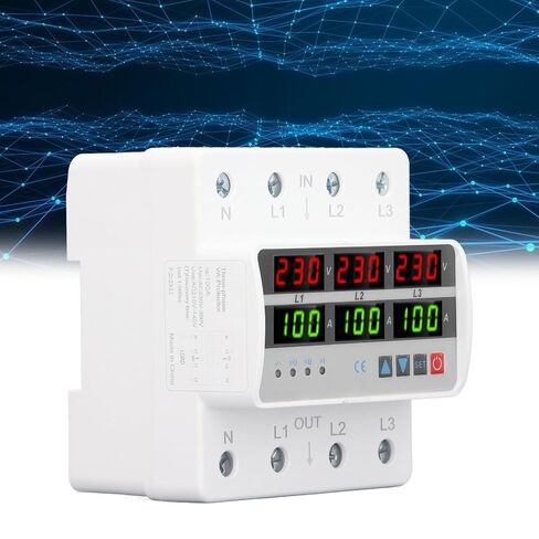Box for Relay Trifasica 3 Phase Relay 3 Phase Preventer Stvp 935a Protector de Voltaje de Riel Din Trifsico 100a Ac220v 380v Respuesta Rpida Auto Reinicio sobre Bajo Voltaje in Kuwait