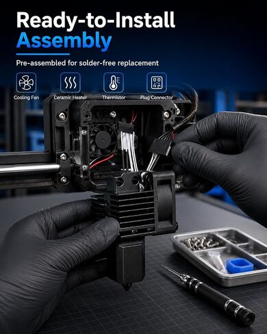 مجموعة كاملة P1S Hotend 0.4 مم لطابعة Bambu Lab P1S/P1P ثلاثية الأبعاد | فوهة MPVD مطلية بطبقة مضادة للالتصاق مع سخان سيراميك وثرمستور ومروحة تبريد لطابعات Bambu Lab P1S/P1P in Kuwait
