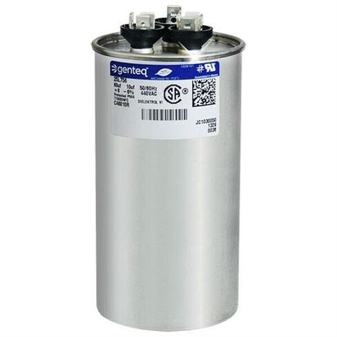 100335-19 - 60 + 10 uf MFD 440 Volt VAC - Capacitor Replaces Lennox | Round Dual Run in Kuwait