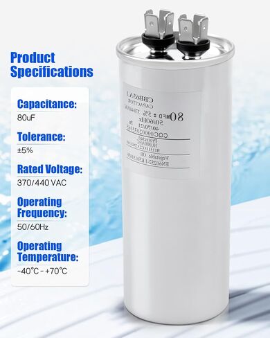 27L322 مكثف دائري 80μF MFD 370/440 VAC 50/60 هرتز، استبدل CPT01074 C480R in Kuwait