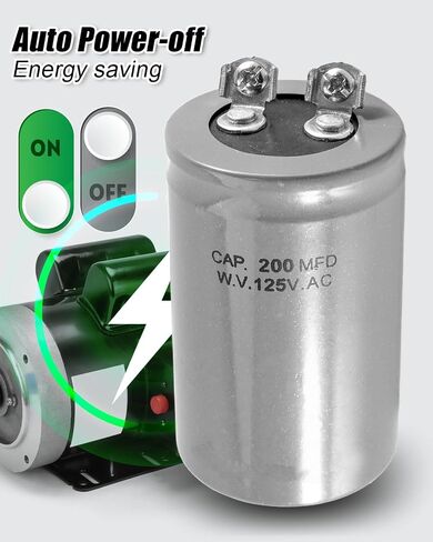 Motor Starting Capacitor Fit for 200MFD 200UF 125VAC CD60 HVAC | Replaces 200MFD 200UF 125VAC CD60 start capacitors, Provides high starting torque for reliable motor startup in Kuwait