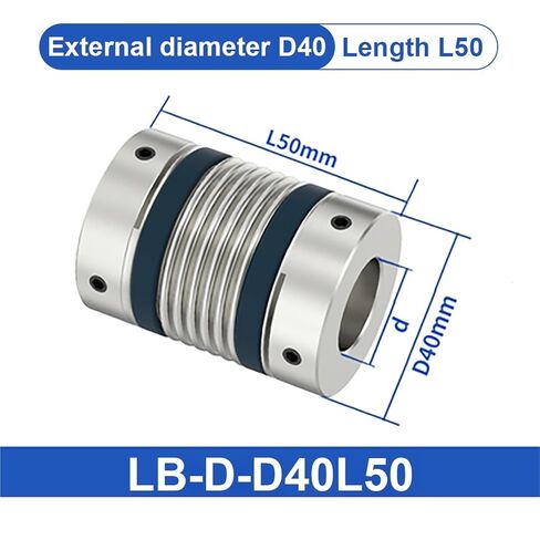 LB D40L50/58 8 * 10/8 * 11/8 * 12 Bellows Flexible Motor Coupler Aluminium High Elasticity Universal Joint 1Pcs(LB-D-D40L50-9X9) in Saudi Arabia
