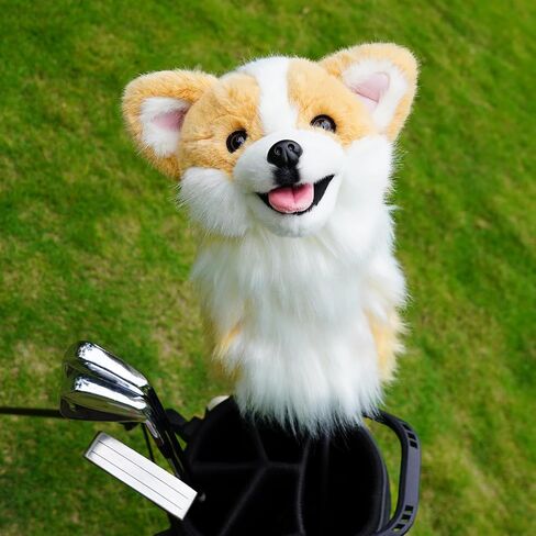 Craftsman Golf Corgi Golf Head Cover Realistic Adorable Plush Animal Dog Driver Cover Headcover Fits up to 460cc Golfer Gift in Kuwait