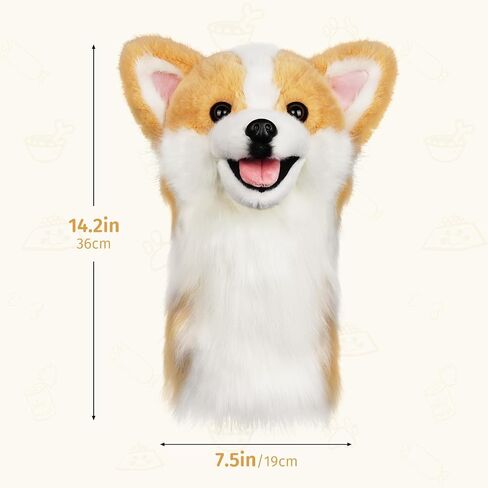 Craftsman Golf Corgi Golf Head Cover Realistic Adorable Plush Animal Dog Driver Cover Headcover Fits up to 460cc Golfer Gift in Kuwait