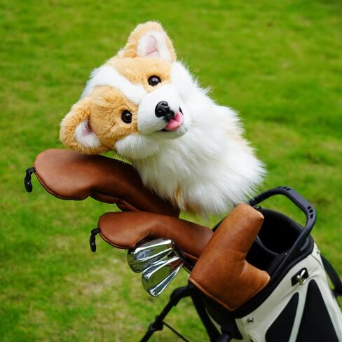 Craftsman Golf Corgi Golf Head Cover Realistic Adorable Plush Animal Dog Driver Cover Headcover Fits up to 460cc Golfer Gift in Kuwait
