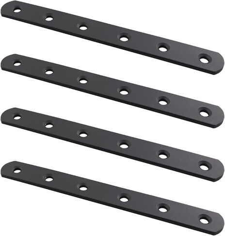 4PCS Black Stainless Steel Straight Piece Corner Code 6 Inch Heavy Duty Patch Panel Right Angle Holder Bracket Connector Furniture Repair Fixing Joints with Screws for Reinforcing Bed Frame in Kuwait