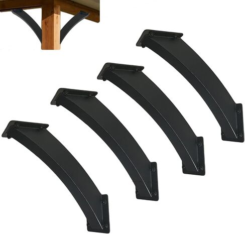 4Packs 45° Angle Brackets,Heavy Duty Galvanized Steels Support Post Brackets for 4"x 4" (Actual:4.1''x3.2'')，Corner Braces Inside Joint Pergola Kit for Gazebos, Pergolas, Cabins and Patios in Kuwait