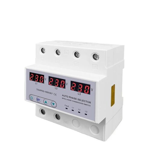 1pc 100A 3 Phase 3P+N Din Rail Phase selector Voltmeter with Adjustable Over and Under Voltage Protection Monitor Relays Protector in Kuwait