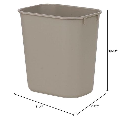 Rubbermaid Commercial 2 Pack Soft Molded Plastic Wastebasket, Rectangular, 3 1/2 Gallons, Beige (295500BG) in Kuwait