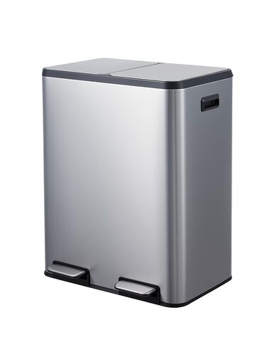 Garvee 16 Gallon Dual Compartment Trash Can for Kitchen, 2x30L Commercial Recycling Bin with Soft-Close Lids & Pedals, Stainless Steel Garbage Can with Removable Inner Buckets for Restaurant Garage in Kuwait