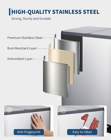 Garvee 16 Gallon Dual Compartment Trash Can for Kitchen, 2x30L Commercial Recycling Bin with Soft-Close Lids & Pedals, Stainless Steel Garbage Can with Removable Inner Buckets for Restaurant Garage in Kuwait