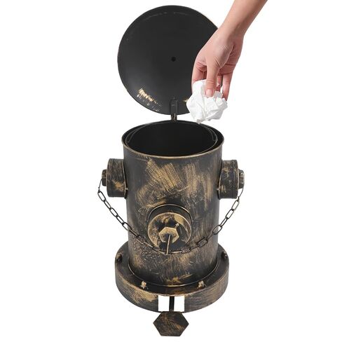 Fire Hydrant Trash Can, Retro Creative Garbage Can with Detachable Inner Bucket Indoor Outdoor Waste Bins Wrought Iron Pedal Trash Can with Lid (Red) in Kuwait
