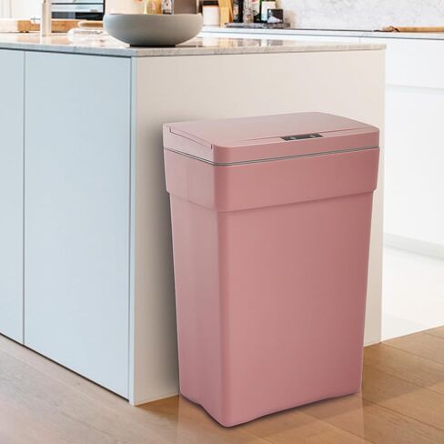 13 Gallon Trash Can, Automatic Trash Can with Lid, Touchless Kitchen Trash Cans, Smart Sensor Trash Can, Motion Sensor Garbage Can 13 Gallon, Sensor Garbage Cans for Kitchen Bathroom Bedroom, Pink in Kuwait