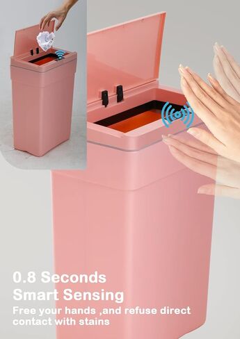 13 Gallon Trash Can, Automatic Trash Can with Lid, Touchless Kitchen Trash Cans, Smart Sensor Trash Can, Motion Sensor Garbage Can 13 Gallon, Sensor Garbage Cans for Kitchen Bathroom Bedroom, Pink in Kuwait