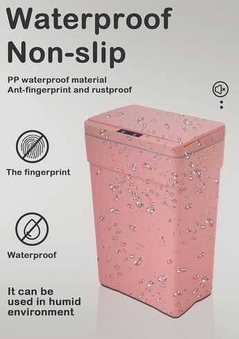 13 Gallon Trash Can, Automatic Trash Can with Lid, Touchless Kitchen Trash Cans, Smart Sensor Trash Can, Motion Sensor Garbage Can 13 Gallon, Sensor Garbage Cans for Kitchen Bathroom Bedroom, Pink in Kuwait