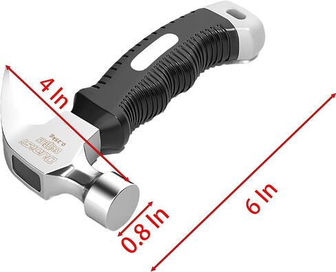 مطرقة بمخلب صغير بوزن 10.58 أونصة، مطرقة فولاذية قصيرة ومزودة بمقبض مطاطي أسود ممتص للصدمات للقيادة وسحب الأظافر (أسود) in Kuwait