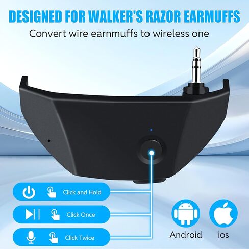 Wireless Bluetooth Adapter for Walker's Razor Earmuffs, 5.1 Bluetooth Receiver with TypeC Port, Rechargeable Bluetooth Accessories Compatible with Walker's Shooting Headphones in Kuwait
