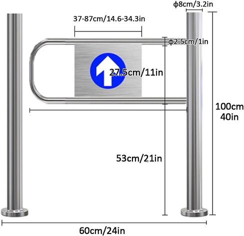 Stainless Steel Spring Loaded Safety Gate for Supermarkets & Factories, Push-to-Open Swing Gate, 110cm/44in Aisle Entrance/Exit Device, Durable Safety Solution in Kuwait
